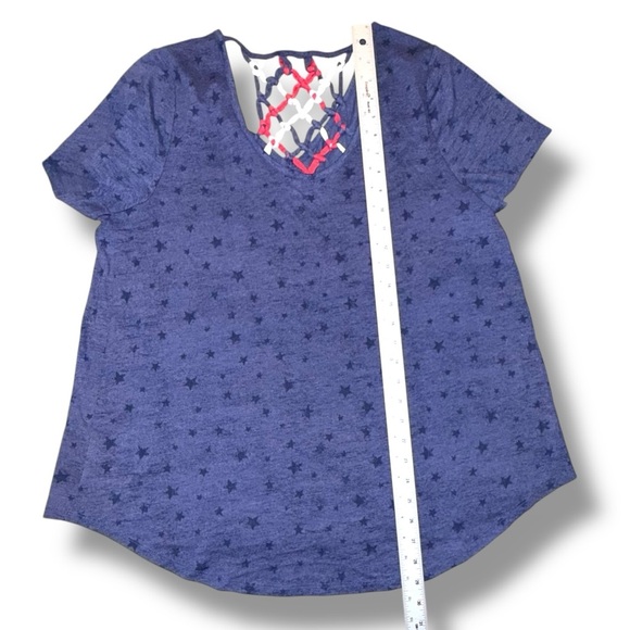 LANE BRYANT High-Low Macrame-Back Top - Plus 14/16 Medieval Blue - Picture 10 of 11